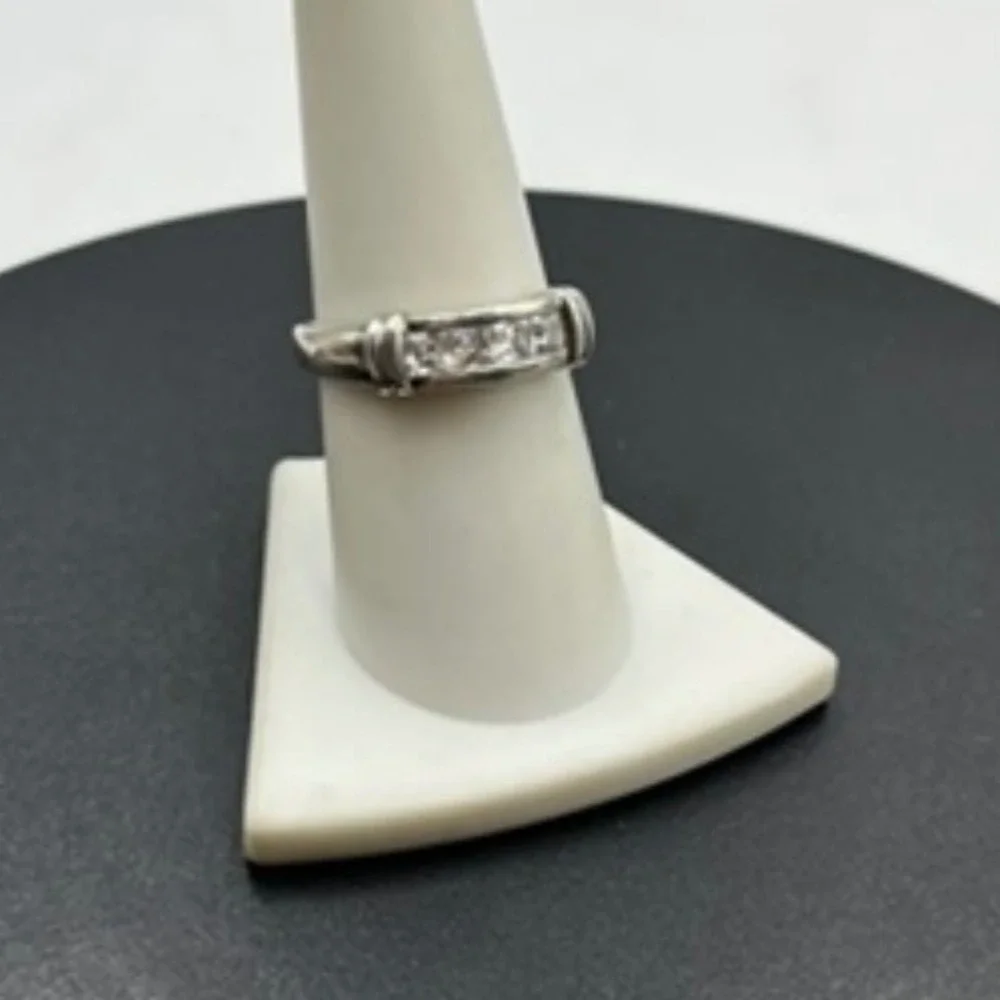 Sterling Silver Princess Cut Channel Set CZ Anniversary‎ Wedding Band Ring 8.25